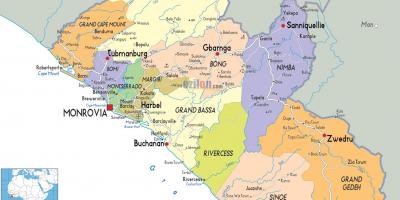 Mapa Libéria krajiny