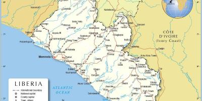 Mapa Libéria západná afrika