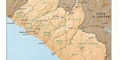 Nakreslite úľavu mapa Libéria